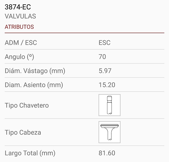 M.BENZ OM904 OM906 VALVULA DESCOMPRECION 6X15X82 1R. 20º