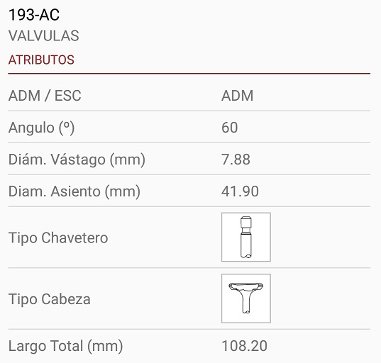 FORD FALCON SPRINT F-100 RANCHERO FAIRLINE 188 221  6 CILINDO 7 BANCADAS 8.01X42X108 TRAB. ANCHA 30º