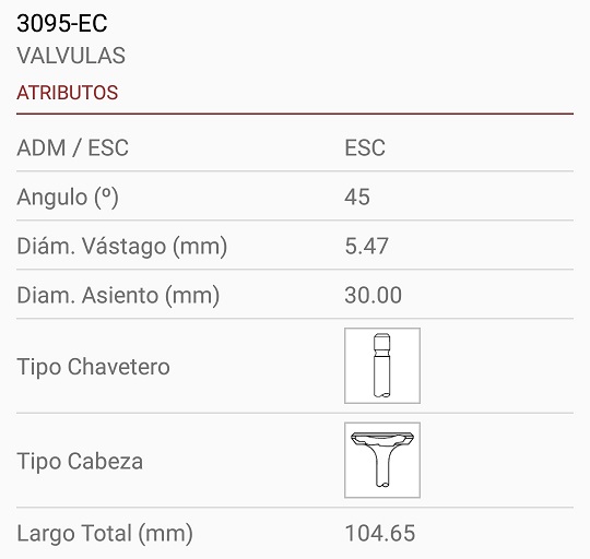 FORD RANGER ECO SPORT FOCUS 2.0 2.3 16V DURATEC 5.5X30X105 1R. 45º