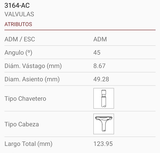 CHEVROLET 350 V8  5.7 8.67X49X124 RAN ANCHA 45º