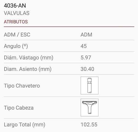 DAEWO 1.6L. 16V. 6X30X102 1R. 45º