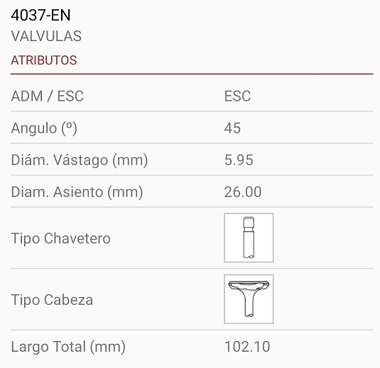 DAEWO 1.6L. 16V. 6X26X102 1R. 45º