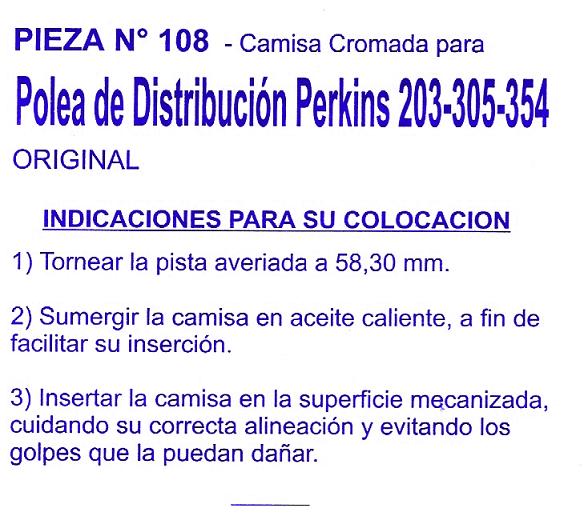 PERKINS 4-203 CAMI/POLEA/CIGUEN