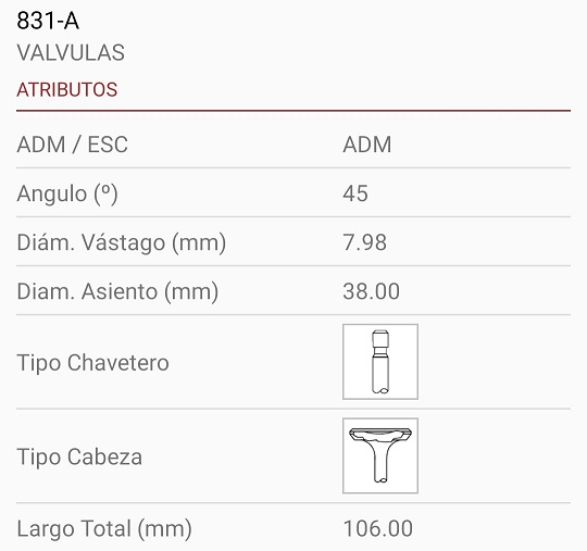 MITSUBISHI 4G33 LANCER 1.4 8X38X106 TRABA ANCHA 45º