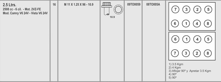 TOYOTA CAMRY V6 24V 6CIL 2.5 11X1.25X96 (16) CAB. ESTRIADA