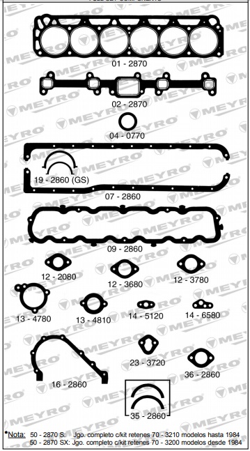 FORD FALCON F-100 RANCHERO FAIRLINE 188 221  6 CILINDO 7 BANCADAS-JMTC