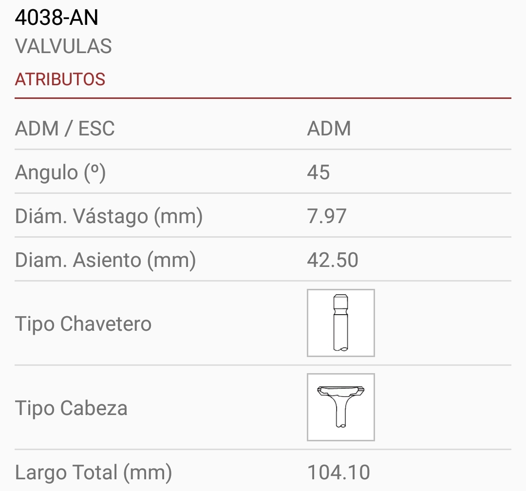 TOYOTA HILUX 5L 3.0 1KZ  DIESEL TAPA FUNDICION 8X42X104 1R. 45º