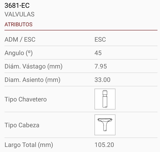 PEUGEOT  XU9 2.0 8V 205 305 405 8X33X105 1R. 45º