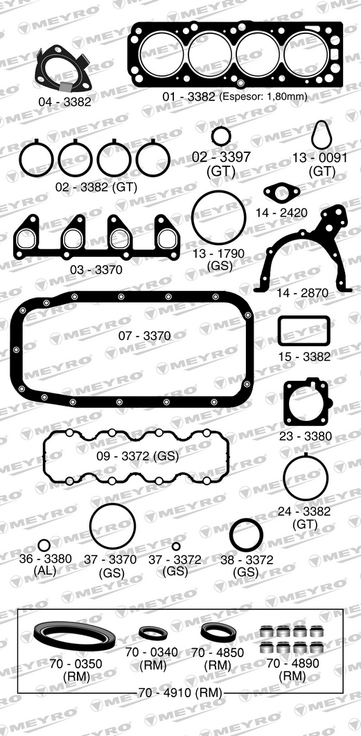 CHEVROLET CORSA AGILE CELTA PRISMA SUZUKI FUN 1.4 HASTA 2013 -ECONOFLEX C/RETENES - JMTC