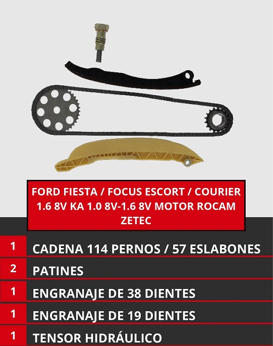 FORD ZETEC ROCAM 1.0 1.6 8V FOCUS ESCORT KA ECOSPORT FIESTA MAX C/CADENA