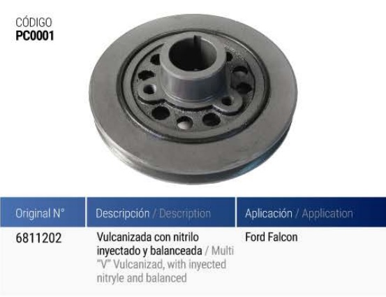 FORD FALCON SPRINT F-100 RANCHERO FAIRLINE 188 221 3.0 3.6  MAX ECONO 6 CILINDO 7 BANCADAS (maciza)